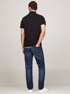 Koszulki Polo*Tommy Hilfiger Koszulka Polo Z Kontrastową Plisą I Flagą BLACK