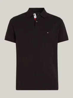 Koszulki Polo*Tommy Hilfiger Koszulka Polo Z Kontrastową Plisą I Flagą BLACK