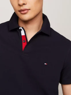 Koszulki Polo*Tommy Hilfiger Koszulka Polo Z Kontrastową Plisą I Flagą DESERT SKY