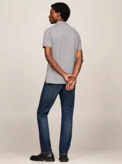 Koszulki Polo*Tommy Hilfiger Koszulka Polo Z Kontrastową Plisą I Flagą MEDIUM GREY HEATHER