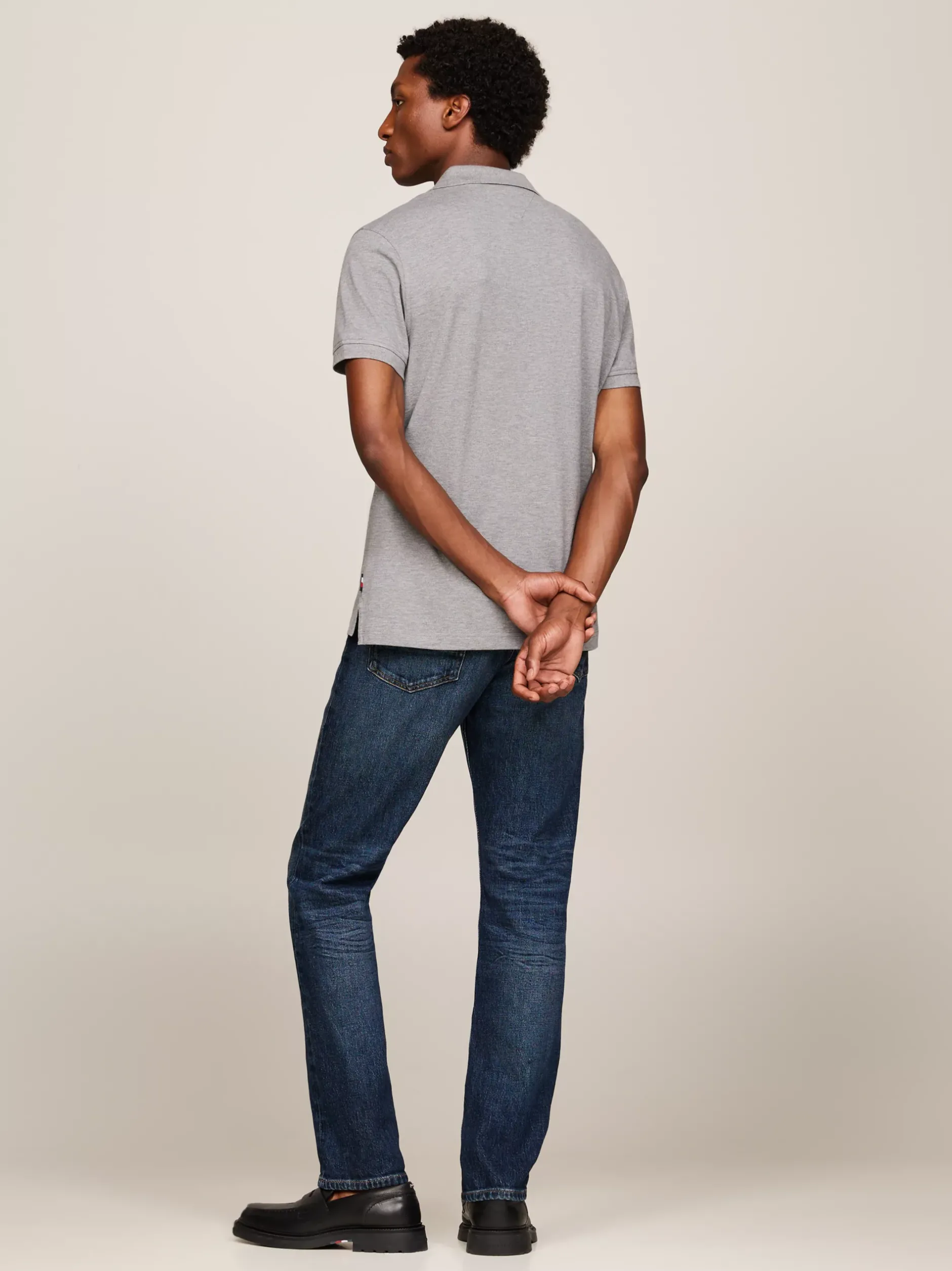 Koszulki Polo*Tommy Hilfiger Koszulka Polo Z Kontrastową Plisą I Flagą MEDIUM GREY HEATHER