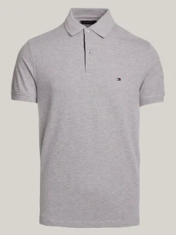 Koszulki Polo*Tommy Hilfiger Koszulka Polo Z Kontrastową Plisą I Flagą MEDIUM GREY HEATHER