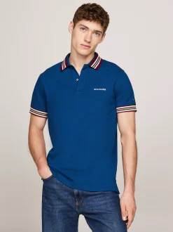 Koszulki Polo*Tommy Hilfiger Koszulka Polo Z Kontrastowym Kołnierzykiem DEEP INDIGO