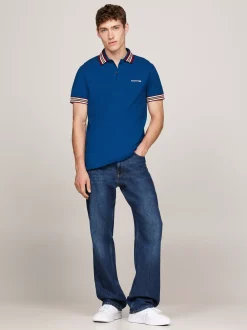 Koszulki Polo*Tommy Hilfiger Koszulka Polo Z Kontrastowym Kołnierzykiem DEEP INDIGO