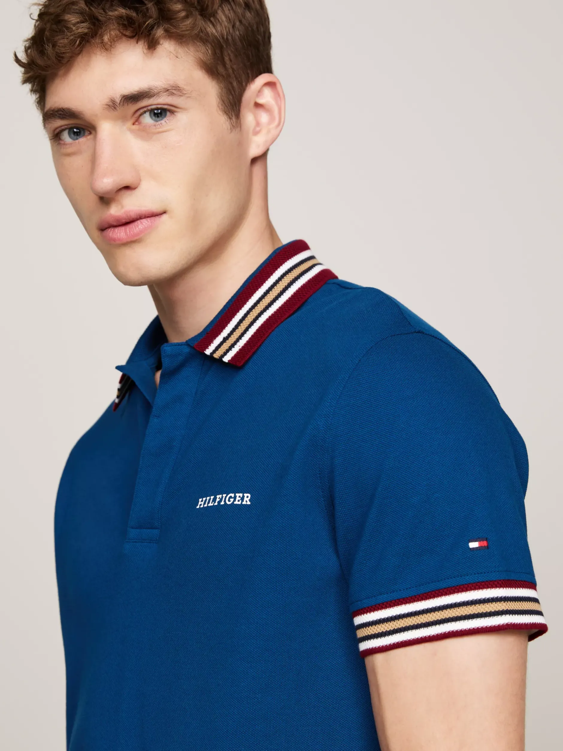 Koszulki Polo*Tommy Hilfiger Koszulka Polo Z Kontrastowym Kołnierzykiem DEEP INDIGO