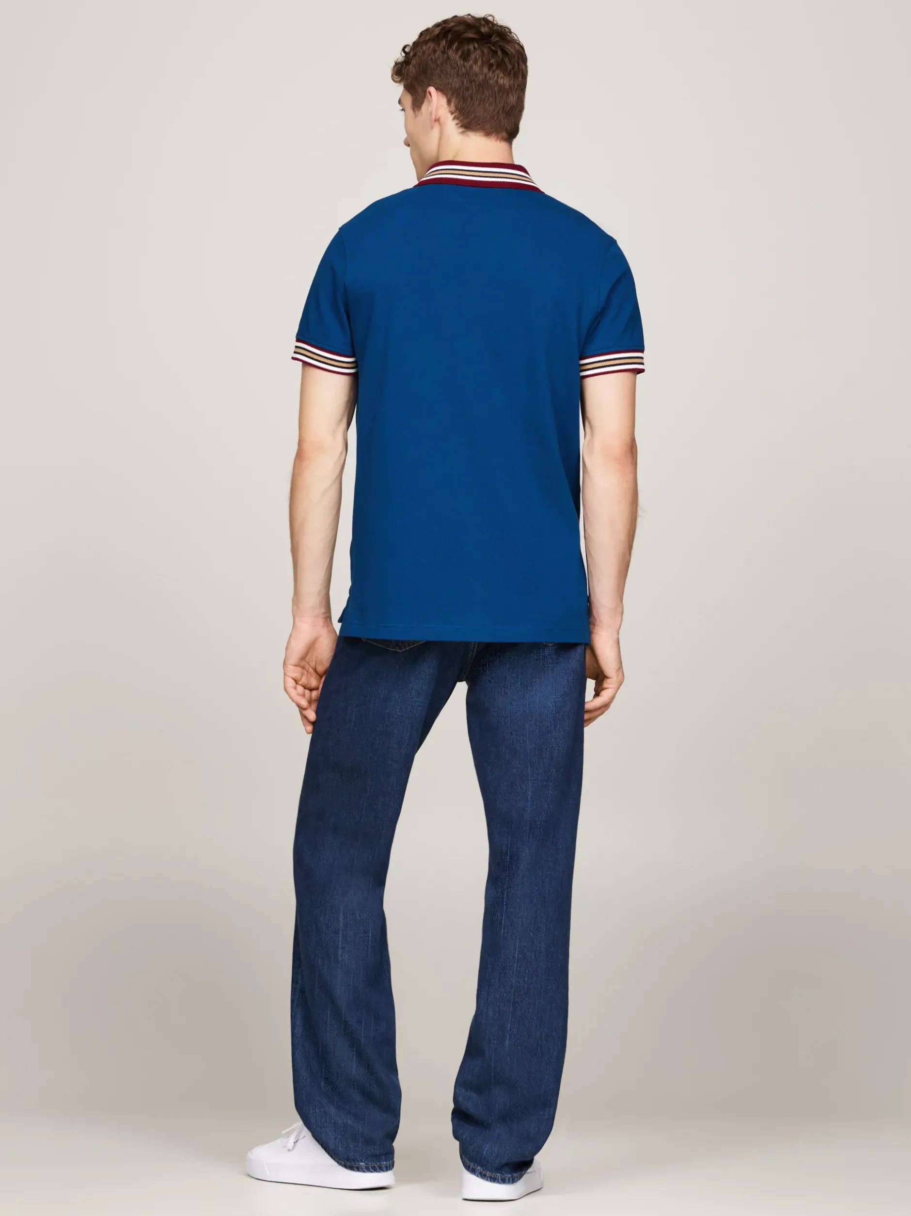 Koszulki Polo*Tommy Hilfiger Koszulka Polo Z Kontrastowym Kołnierzykiem DEEP INDIGO