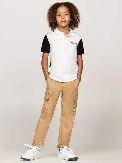 T-Shirty I Koszulki Polo*Tommy Hilfiger Koszulka Polo Z Logo Hilfiger Monotype ANCIENT WHITE / RED / BLUE