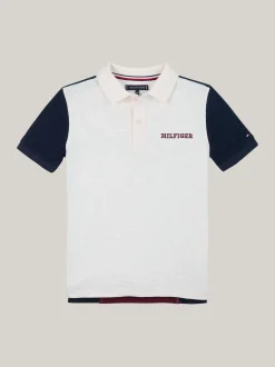 T-Shirty I Koszulki Polo*Tommy Hilfiger Koszulka Polo Z Logo Hilfiger Monotype ANCIENT WHITE / RED / BLUE