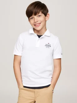 T-Shirty I Koszulki Polo*Tommy Hilfiger Koszulka Polo Z Logo Hilfiger WHITE