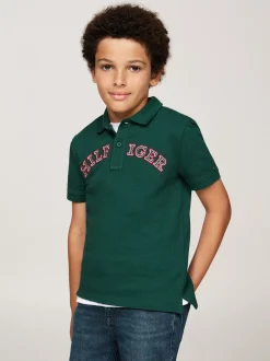 T-Shirty I Koszulki Polo*Tommy Hilfiger Koszulka Polo Z Logo Hilfiger Monotype ORNAMENTAL GREEN