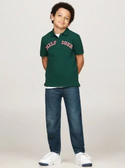 T-Shirty I Koszulki Polo*Tommy Hilfiger Koszulka Polo Z Logo Hilfiger Monotype ORNAMENTAL GREEN