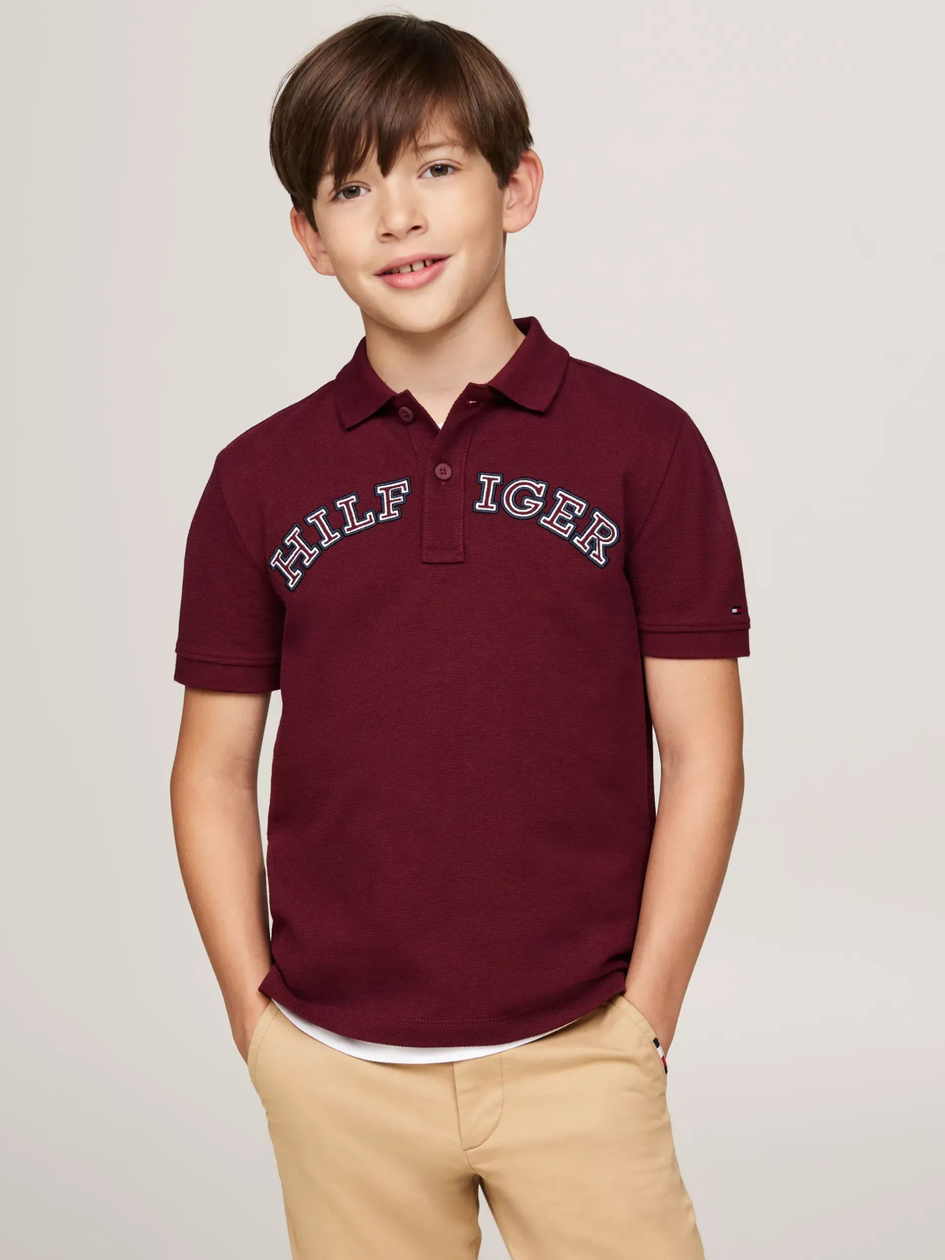 T-Shirty I Koszulki Polo*Tommy Hilfiger Koszulka Polo Z Logo Hilfiger Monotype DEEP ROUGE
