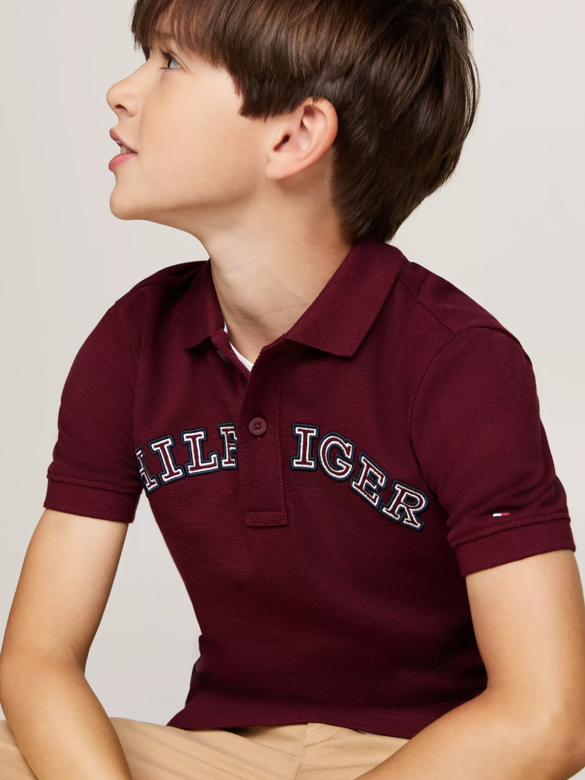 T-Shirty I Koszulki Polo*Tommy Hilfiger Koszulka Polo Z Logo Hilfiger Monotype DEEP ROUGE