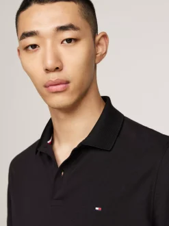 Koszulki Polo*Tommy Hilfiger Koszulka Polo Z Materiału Odprowadzającego Wilgoć BLACK