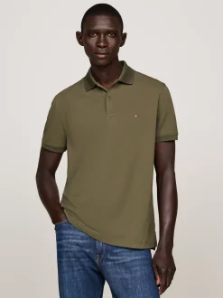 Koszulki Polo*Tommy Hilfiger Koszulka Polo Z Materiału Odprowadzającego Wilgoć ARMY GREEN