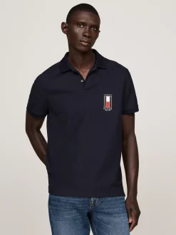 Koszulki Polo*Tommy Hilfiger Koszulka Polo Z Pionową Flagą DESERT SKY