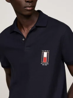 Koszulki Polo*Tommy Hilfiger Koszulka Polo Z Pionową Flagą DESERT SKY
