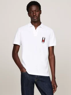 Koszulki Polo*Tommy Hilfiger Koszulka Polo Z Pionową Flagą WHITE