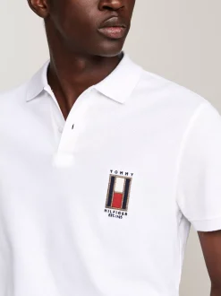 Koszulki Polo*Tommy Hilfiger Koszulka Polo Z Pionową Flagą WHITE