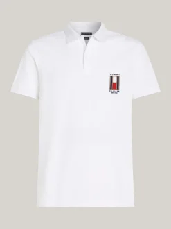 Koszulki Polo*Tommy Hilfiger Koszulka Polo Z Pionową Flagą WHITE