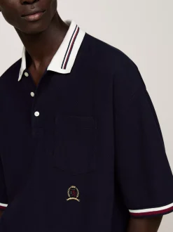 Koszulki Polo*Tommy Hilfiger Koszulka Polo Z Wyhaftowanym Emblematem DESERT SKY