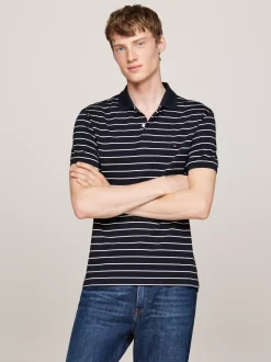 Koszulki Polo*Tommy Hilfiger Koszulka Polo Z Wyszywanym Logo DESERT SKY / ECRU