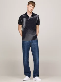 Koszulki Polo*Tommy Hilfiger Koszulka Polo Z Wyszywanym Logo DESERT SKY / ECRU