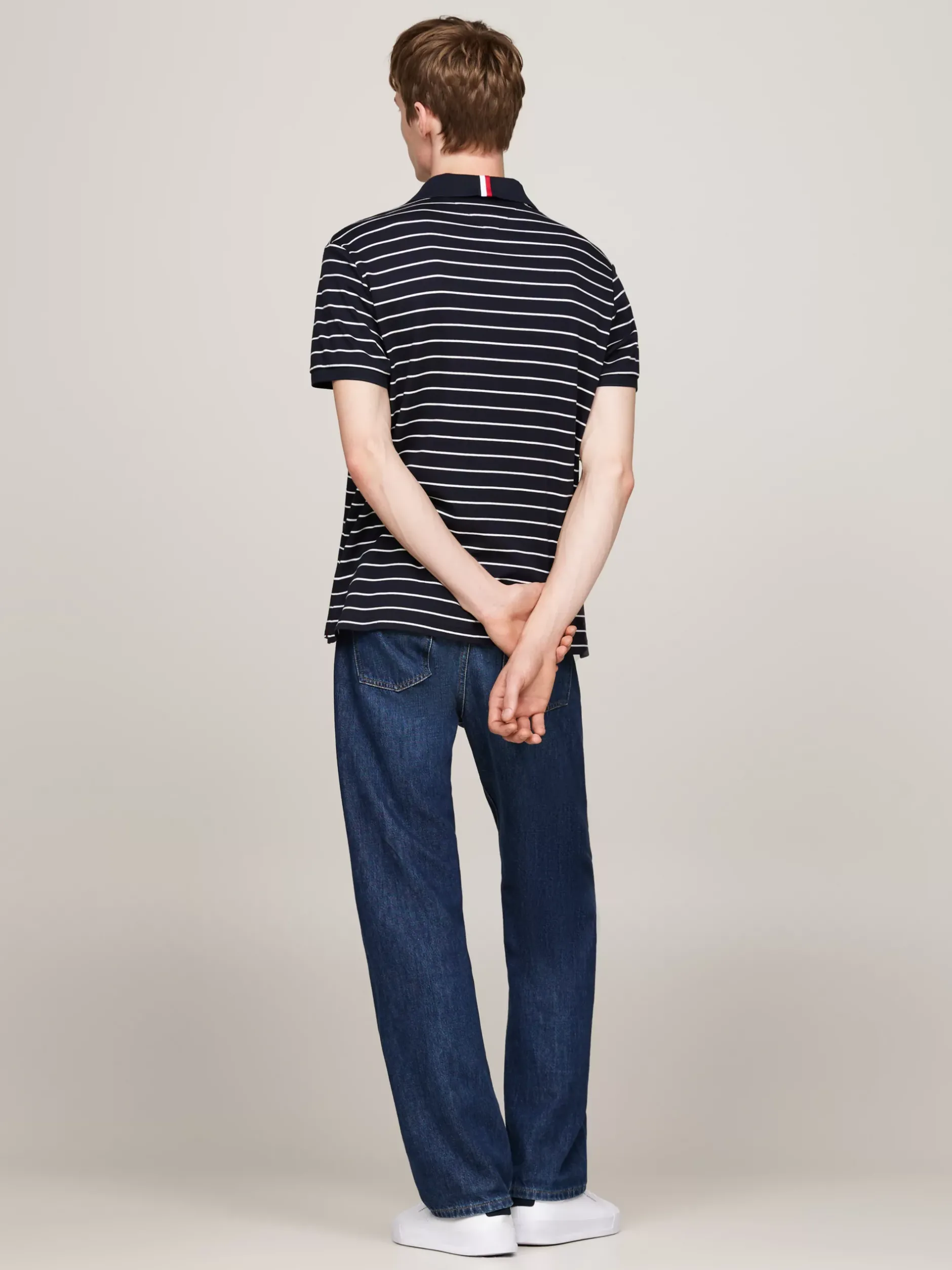Koszulki Polo*Tommy Hilfiger Koszulka Polo Z Wyszywanym Logo DESERT SKY / ECRU