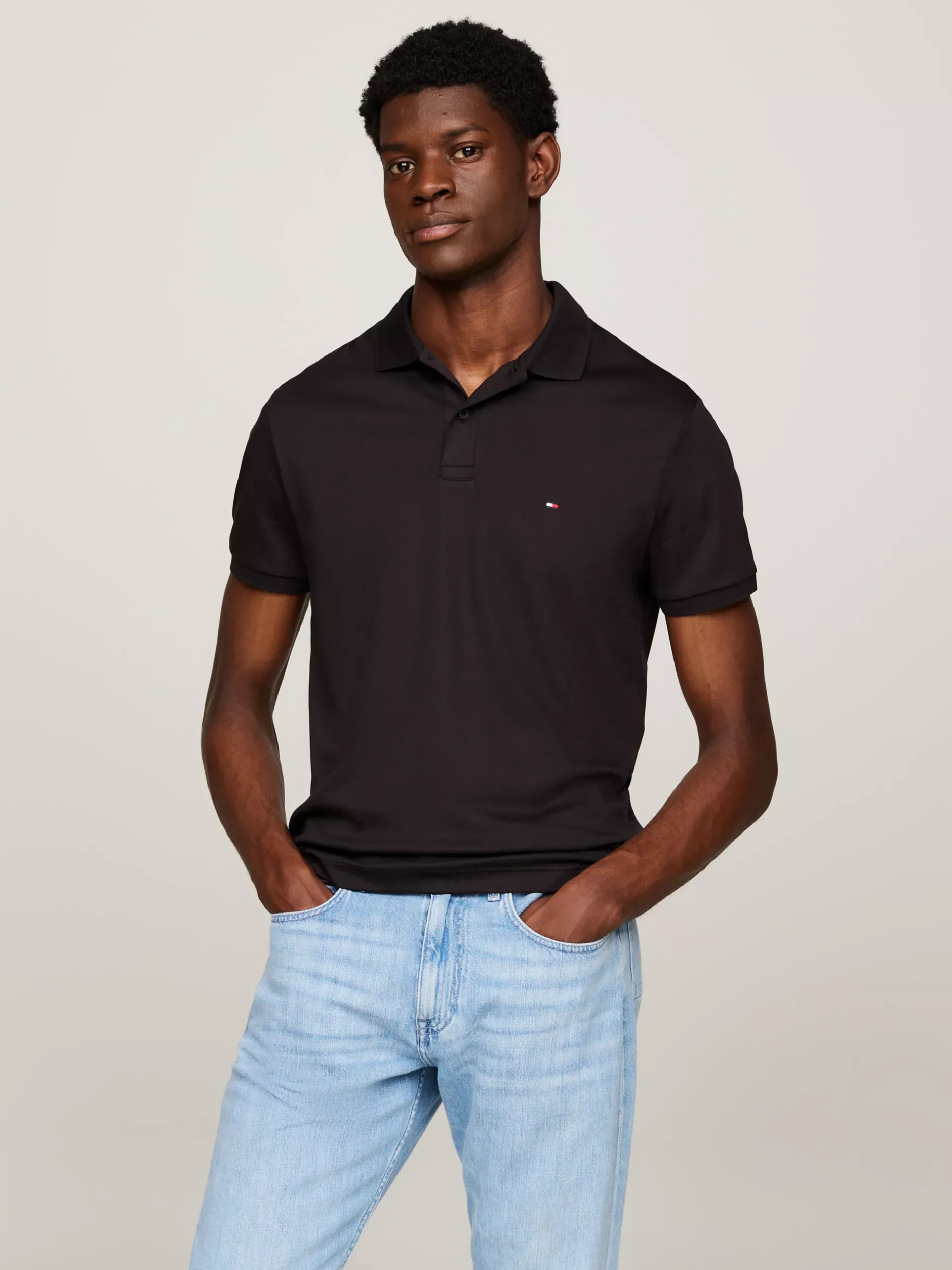 Koszulki Polo*Tommy Hilfiger Koszulka Polo Z Wyszywanym Logo BLACK