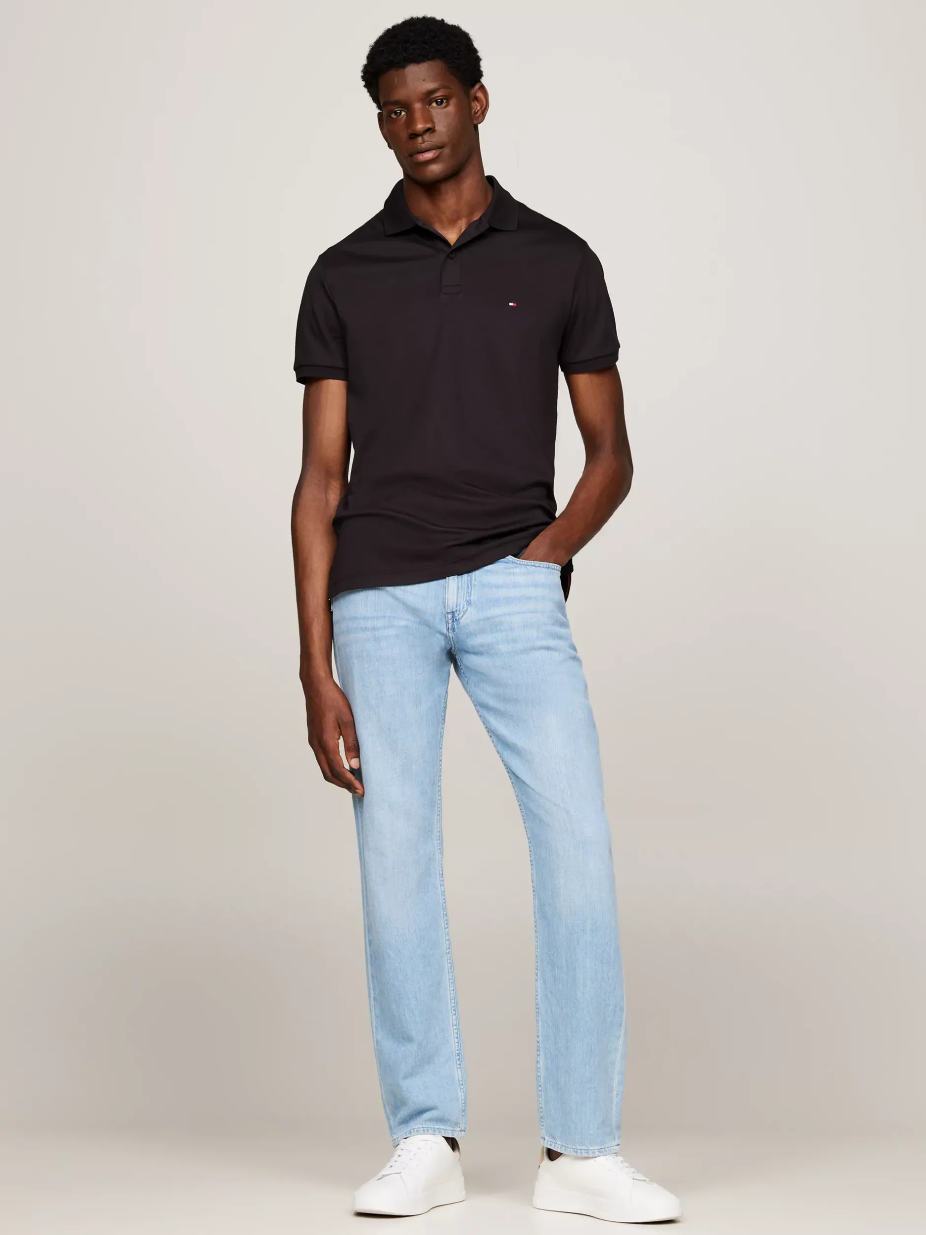 Koszulki Polo*Tommy Hilfiger Koszulka Polo Z Wyszywanym Logo BLACK