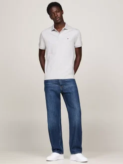 Koszulki Polo*Tommy Hilfiger Koszulka Polo Z Wyszywanym Logo LIGHT GREY HEATHER