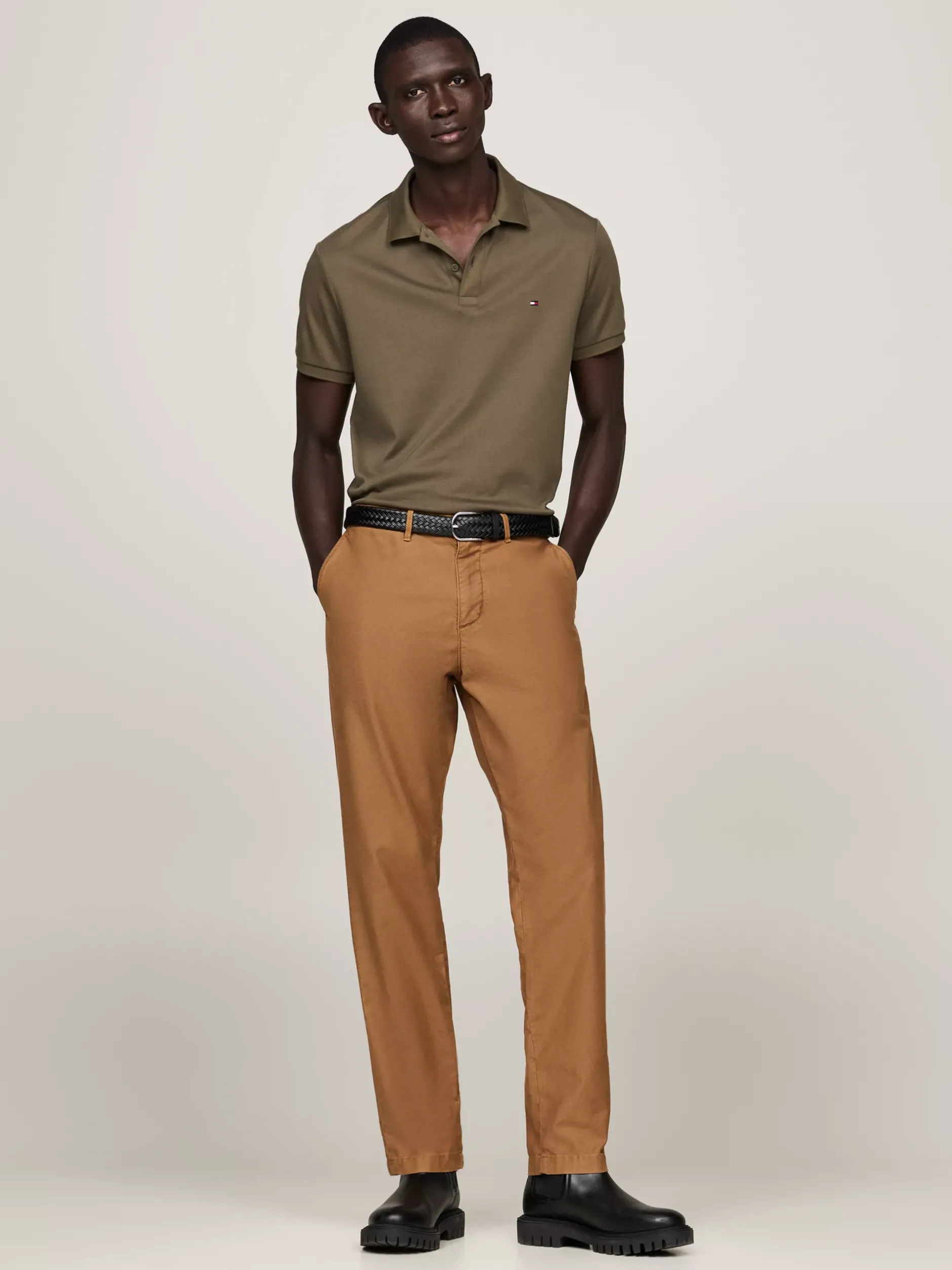 Koszulki Polo*Tommy Hilfiger Koszulka Polo Z Wyszywanym Logo ARMY GREEN