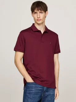 Koszulki Polo*Tommy Hilfiger Koszulka Polo Z Wyszywanym Logo DEEP ROUGE