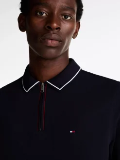 Koszulki Polo*Tommy Hilfiger Koszulka Polo Z Zapięciem Na Zamek DESERT SKY
