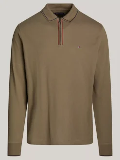 Koszulki Polo*Tommy Hilfiger Koszulka Polo Z Zapięciem Na Zamek ARMY GREEN