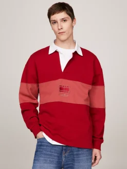 Koszulki Polo*Tommy Hilfiger Koszulka Rugby O Luźnym Kroju MAGMA RED