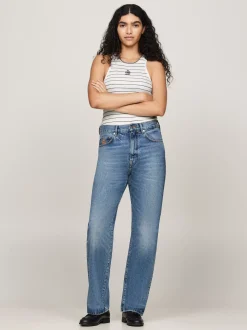 Swetry Z Okrągłym Dekoltem|Swetry*Tommy Hilfiger Koszulka W Paski Z Emblematem IVORY