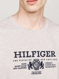 T-Shirty*Tommy Hilfiger Koszulka Z Haftowanym Emblematem HEATHERED PEBBLE