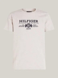 T-Shirty*Tommy Hilfiger Koszulka Z Haftowanym Emblematem HEATHERED PEBBLE