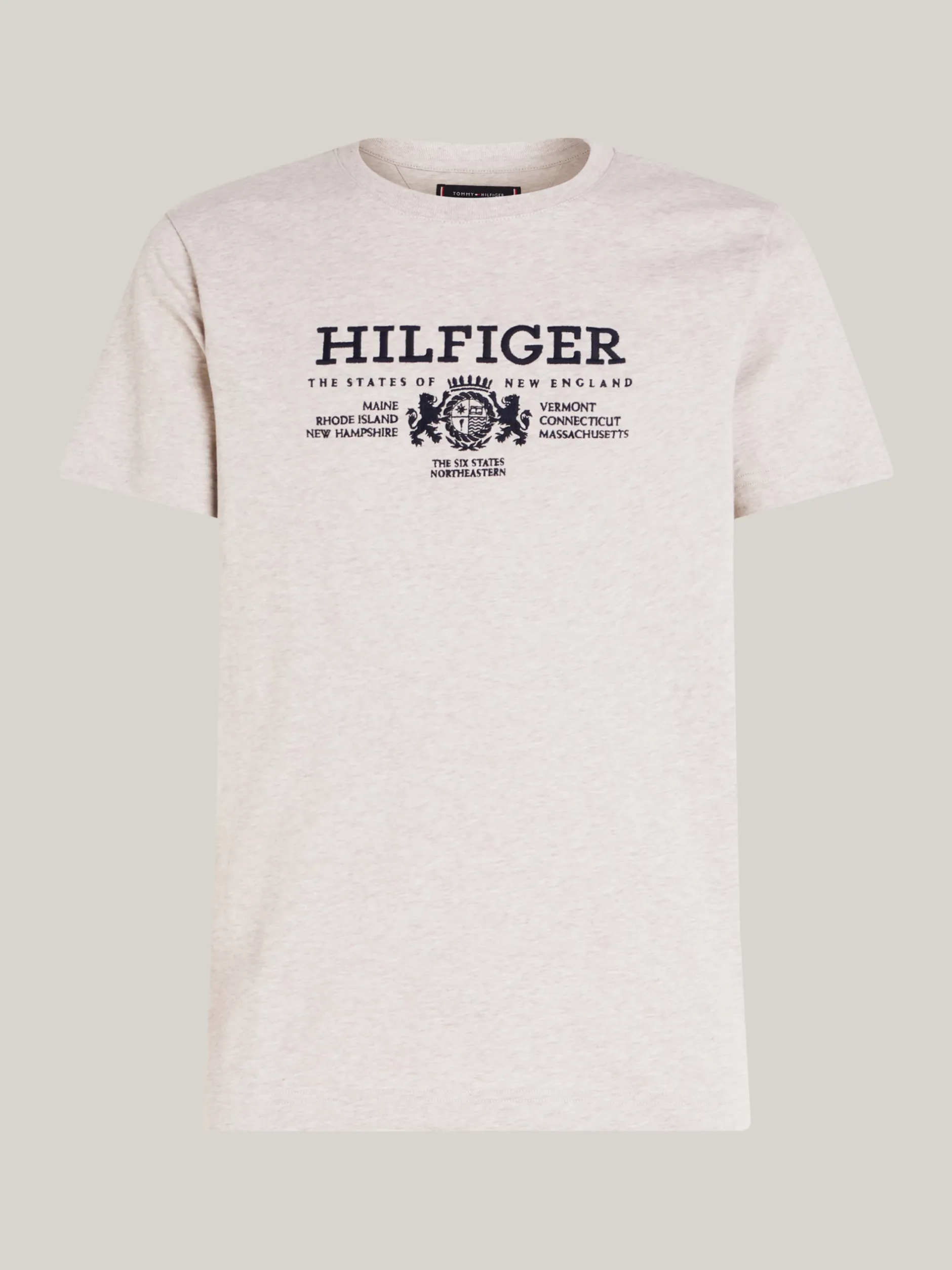 T-Shirty*Tommy Hilfiger Koszulka Z Haftowanym Emblematem HEATHERED PEBBLE