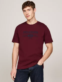 T-Shirty*Tommy Hilfiger Koszulka Z Haftowanym Emblematem DEEP ROUGE