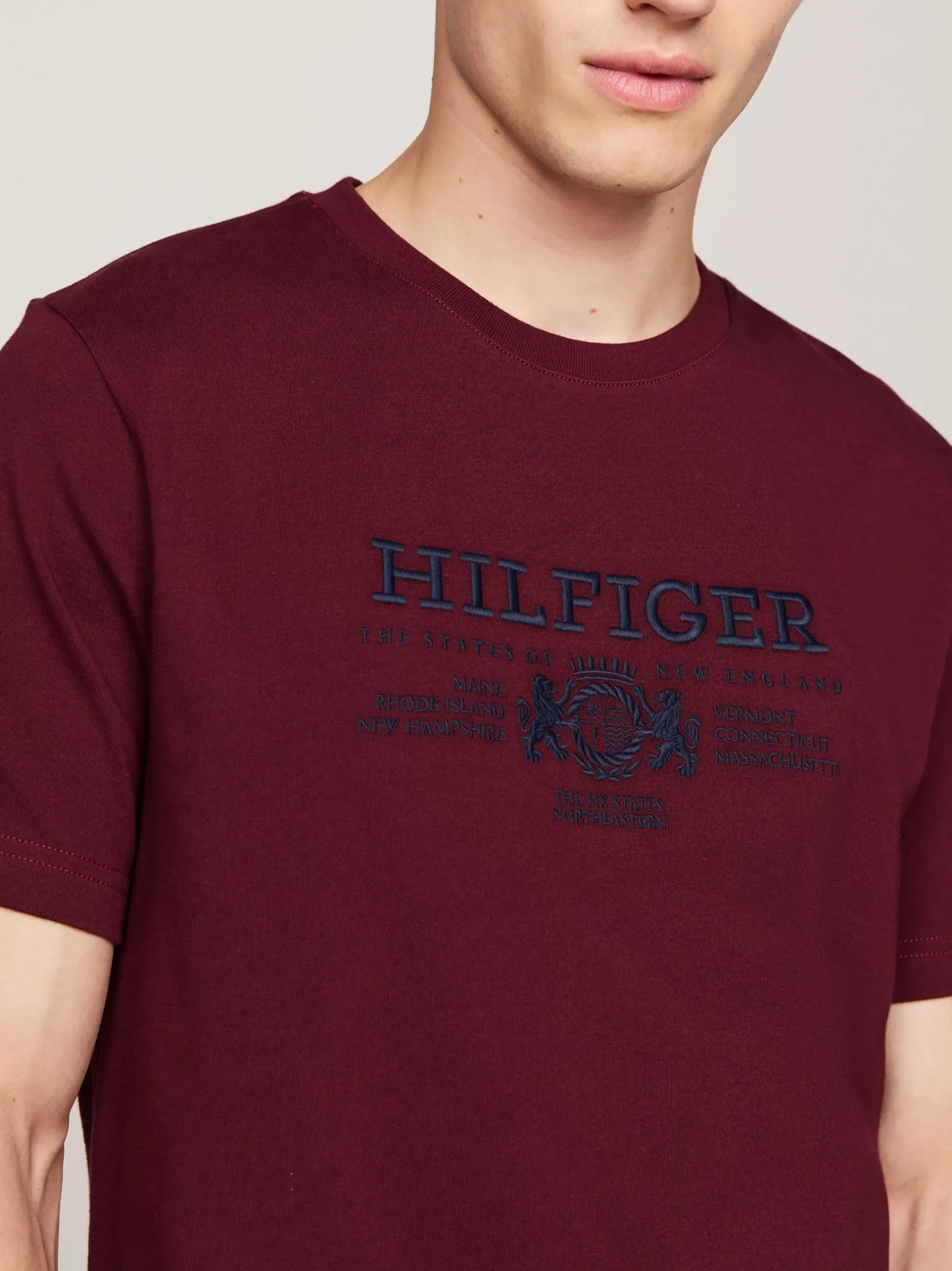 T-Shirty*Tommy Hilfiger Koszulka Z Haftowanym Emblematem DEEP ROUGE