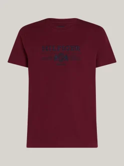 T-Shirty*Tommy Hilfiger Koszulka Z Haftowanym Emblematem DEEP ROUGE