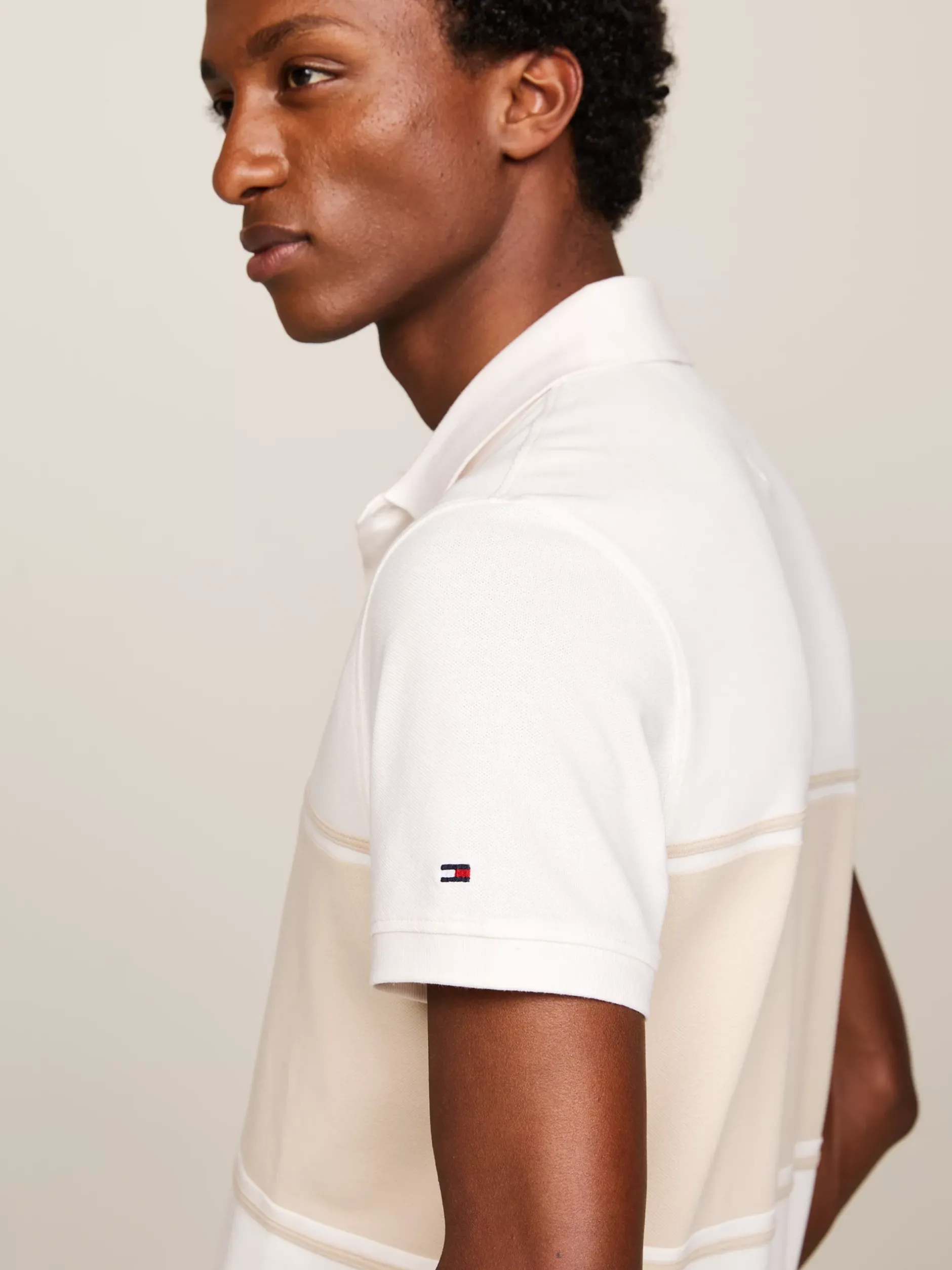 Koszulki Polo*Tommy Hilfiger Koszulko Polo Z Wyhaftowaną Flagą CLASSIC BEIGE