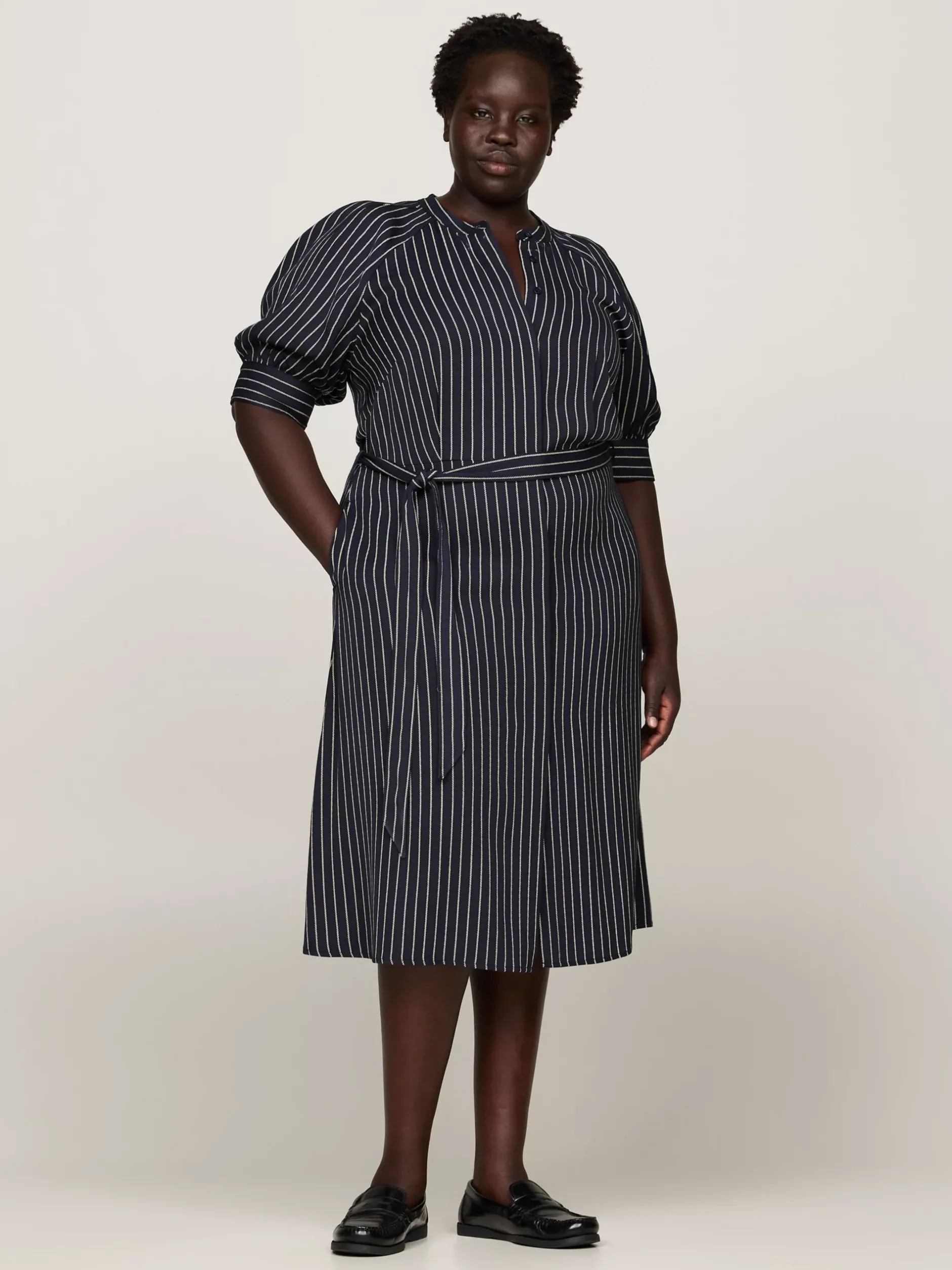 Sukienki*Tommy Hilfiger Koszulowa Sukienka Midi Curve ROPE STP/ DESERT SKY