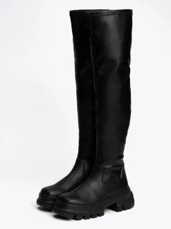 Botki*Tommy Hilfiger Kozaki Za Kolano Na Podeszwie Z Protektorem BLACK
