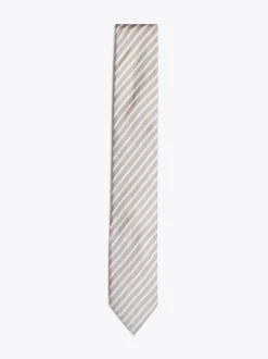 Krawaty & Poszetki*Tommy Hilfiger Krawat Z Jedwabnej Tkaniny W Paski CLASSIC BEIGE / OFF WHITE STRIPE
