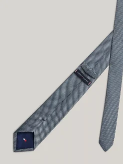 Krawaty & Poszetki*Tommy Hilfiger Krawat Z Jedwabnej Tkaniny W Drobne Kropki ORNAMENTAL GREEN / LIGHT GREY