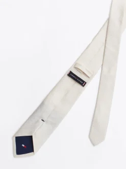 Krawaty & Poszetki*Tommy Hilfiger Krawat Z Jedwabnej Tkaniny W Drobne Kropki IVORY / WHITE