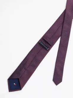 Krawaty & Poszetki*Tommy Hilfiger Krawat Z Jedwabnej Tkaniny W Drobne Kropki DEEP ROUGE / DESERT SKY